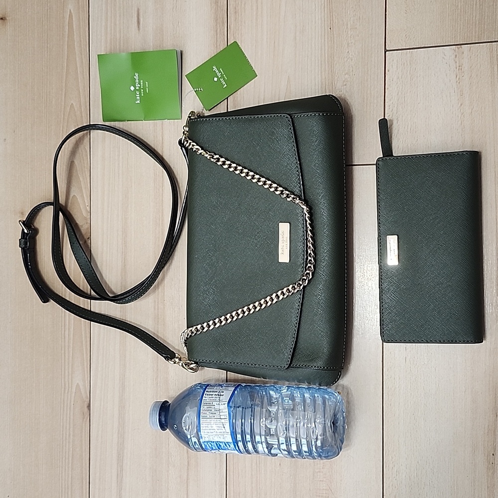 New with tag kate spade laurel way evergreen greer bag + wallet new auth…